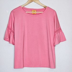 RUBY Rd. Blouse Flare Sleeve w/Ruffle Size Petite Medium